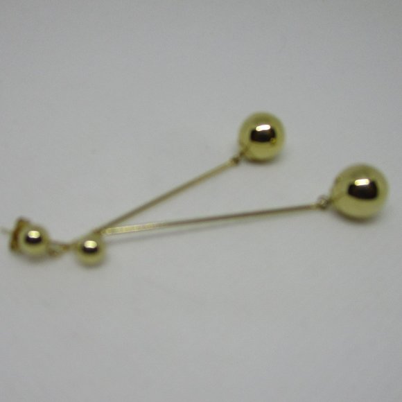 vintage solid 14kt yellow gold ball earrings - Picture 2 of 3